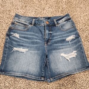 Ever Flex High Rise Distressed Denim Shorts- 12
